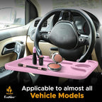 EcoNour 2 in 1 Car Steering Wheel Desk | Steering Wheel Tray for Laptop | Pink Food Table Tray for Eating with Drinks Holder | Car Accessories - Image 7