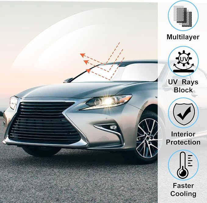 Windshield Sun Shade for 2014-2020 Le xus is Sedan Accessories | Full covered, Foldable & Durable, Block UV Rays, Reduce Heat, Easy to install, Keep Car Cooler - Image 2