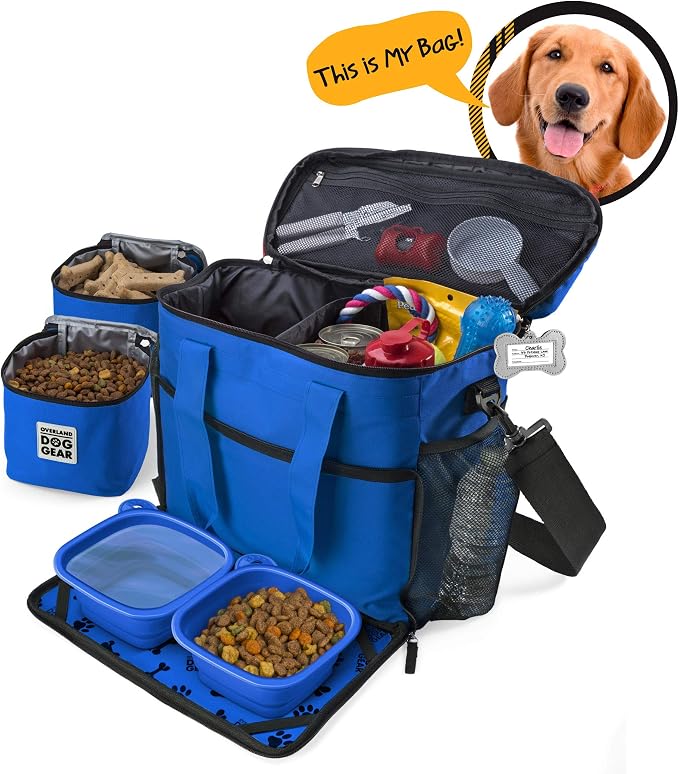 Mobile Dog Gear Week Away Airline Approved Dog Travel Bag (15"x7"x14", Blue) - Includes 2 Pet Food Storage Containers + 2 Collapsible Dog Water Bowls - Image 2