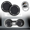 EcoNour Bling Cup Holder Insert (2 Pack) with Push Start Button Ring | (1 Pack) 2.75 Inch Silicone Coaster Pad and 1.5 Inch Ring with Elegant Crystal Rhinestone | Car Interior Accessories (Black) by EcoNour
