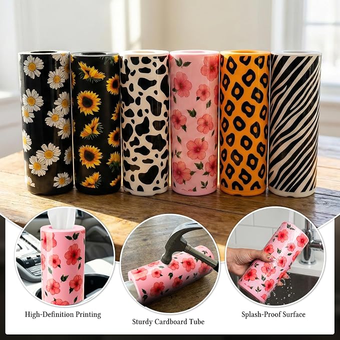 Car Tissues Cylinder for Cup Holder - Refillable Round Tissues Canister with 2 Packs Tissue - Cute Tropical Floral Car Interior Accessories for Women & Men - Hawaiian Style Cars Decor (Pink Hibiscus) - Image 4
