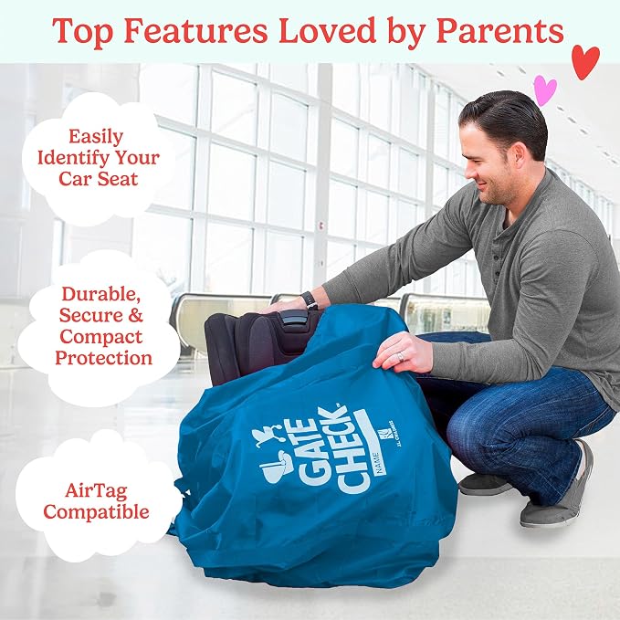J.L. Childress Gate Check Travel Bag for Single & Double Strollers DLX Blue | AirTag compatible Gate Check Bag with shoulder straps keeps strollers protected & identifiable when airport gate checking - Image 2