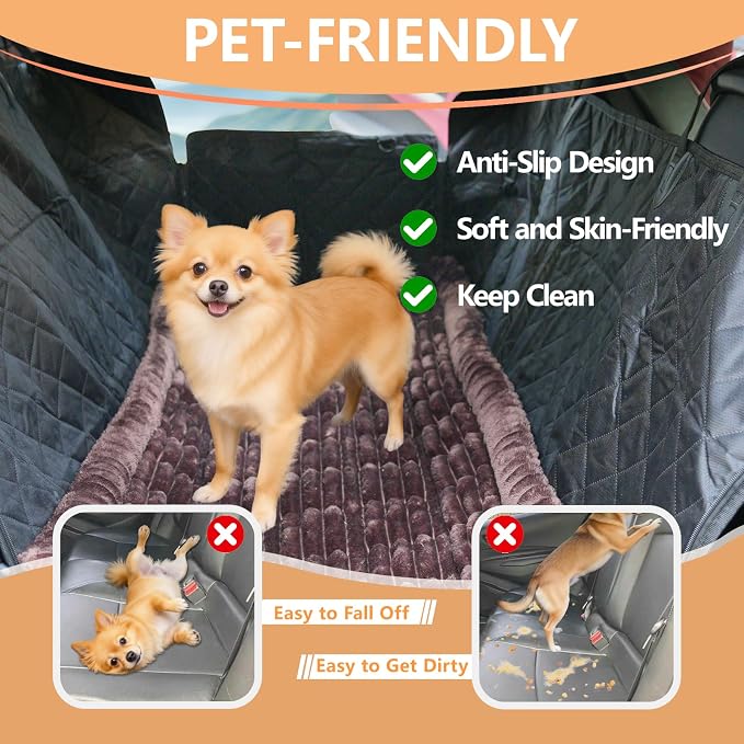 Dog Car Seat Cover 2 Piece Seat Waterproof Hammock and Dark Brown Cover | Scratch Proof Nonslip Back Seat Pet Bed Mat for Travel Durable Soft Back Seat Covers for Cars Trucks and SUVs - Image 3