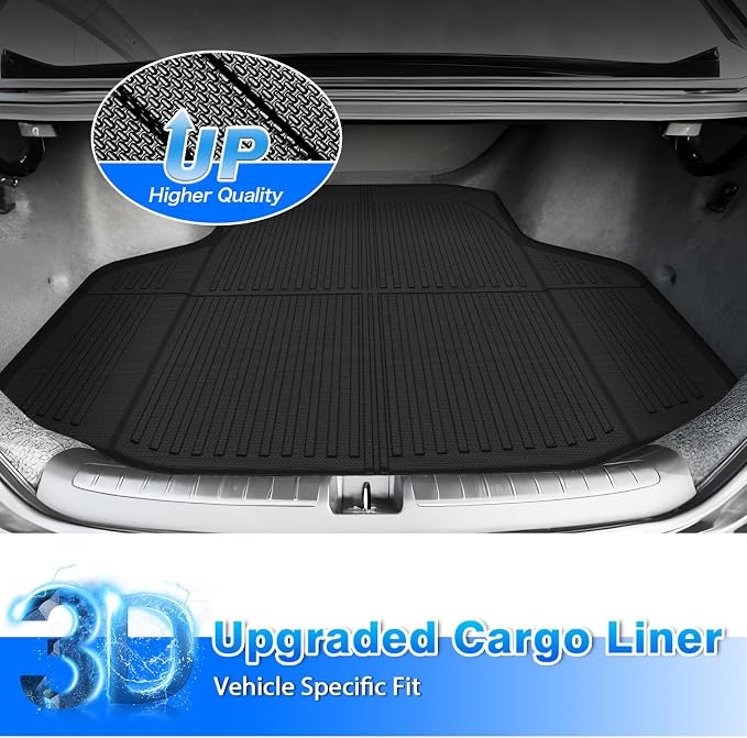 Cartist Cargo Liner Compatible with Honda Accord & Accord Hybrid 2018-2022 All Weather Rear Trunk Mat High Side Waterproof TPE Black - Image 2