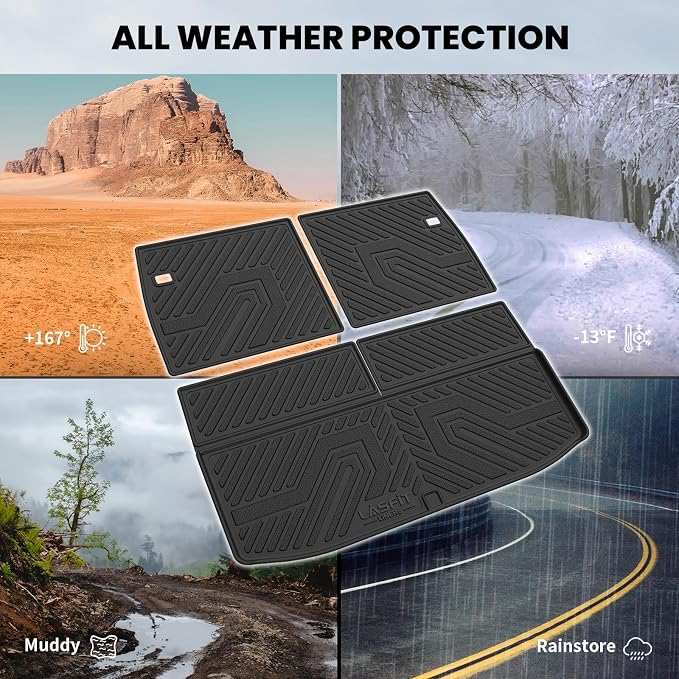LASFIT Cargo Mat & Backrest Mats for 2022-2025 Mitsubishi Outlander | Not Fit PHEV or Sport Models, 3D Custom Fit TPE All Weather Trunk Liner, Full Coverage Secure-Fit Cargo Liner, Easy to Wash - Image 4