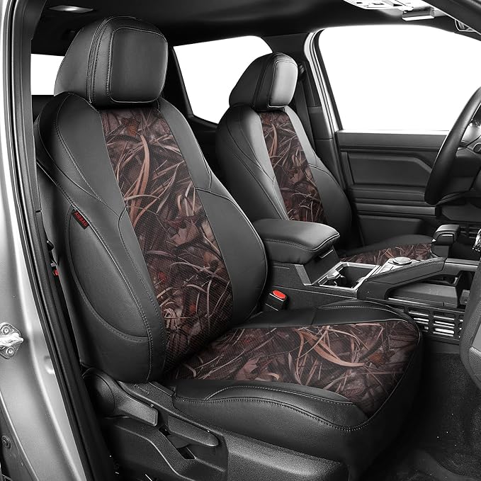 EKR Tacoma Seat Covers Custom Fit for Toyota Tacoma 2016 2017 2018 2019 2020 2021 2022 2023 Double Cab/Crew Cab -Truck Seat Covers for Car Full Set,Faux Leather(Black/Reed Camo) by EKR