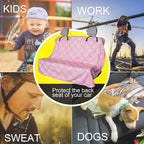 Back Seat Cover for Car Trucks Van SUV Jeep,Waterproof Rear Bench Towel Seat Covers for Dogs and Kids,Automotive Backseat Protector (Flower and Pink) - Image 6