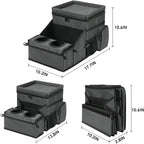 Backseat Organizer for Kids & Adults – Car Seat Cooler Warmer with 2-in-1 Writing Tray, Cup Holders & 11 Storage Compartments | Road Trip Car Organizer for Front & Back Seat (Grey) - Image 8
