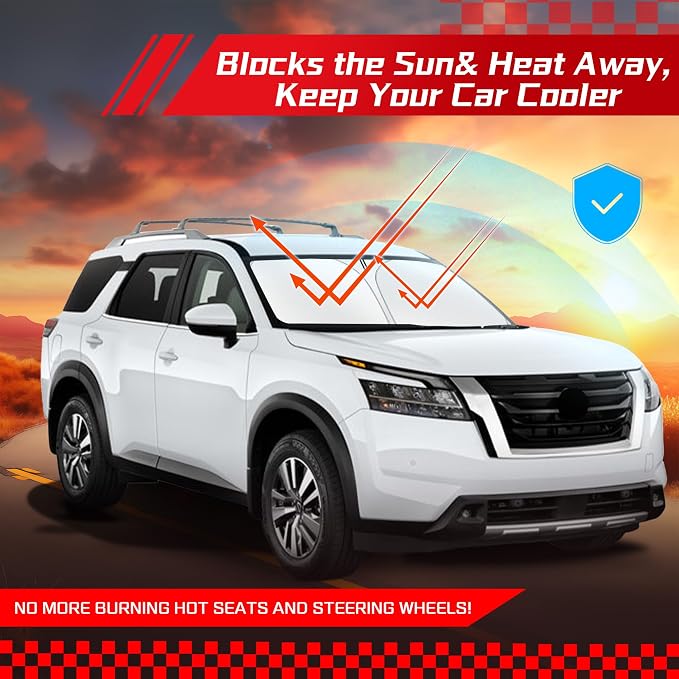 ARISMOTOR Windshield Sun Shade for N-issan Pathfinder 2022-2025 2026 | Custom Fit, Foldable, Front Window Sunshade Sun Visor Protector, Block UV Rays, Keep Car Cooler - Image 7