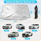 [2026 Upgrade] Windshield Sun Shade Umbrella, Foldable Car Front Window Sunshade with Titanium Coating, UV Rays Blocker & Heat Shield, Keep Vehicle Cool for Car SUV Truck RV Camper Sedan (51in x 31in) - Image 7