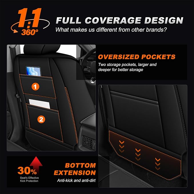 Custom Fit Seat Covers for Toyota 4Runner 2011-2024 5 Seats | Full Set Waterproof Airbag Compatible Car Seats Cover for 4Runner Accessories Black(5 Seats Model Only) - Image 6