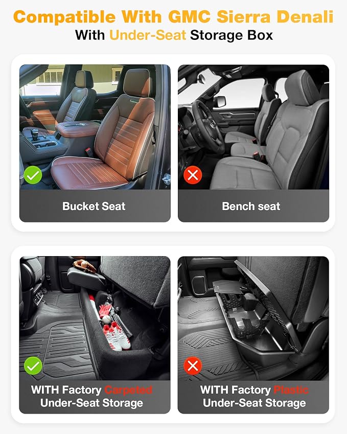 3W Floor Mats Fit for 2019-2026 Chevy Silverado/GMC Sierra 1500 | 2020-2026 GMC Sierra 2500 HD/3500HD Crew Cab TPE All Weather Custom Fit, with Factory Carpeted Storage - Image 4