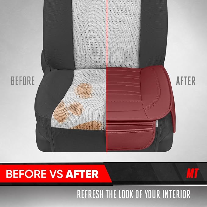 Motor Trend Faux Leather Front Seat Cover for Cars - Set of 2 Burgundy Front Car Seat Covers for SUV & Truck with Storage Pockets - Automotive Car Seats Cover Protector - Bottom Cushion Coverage Only - Image 6