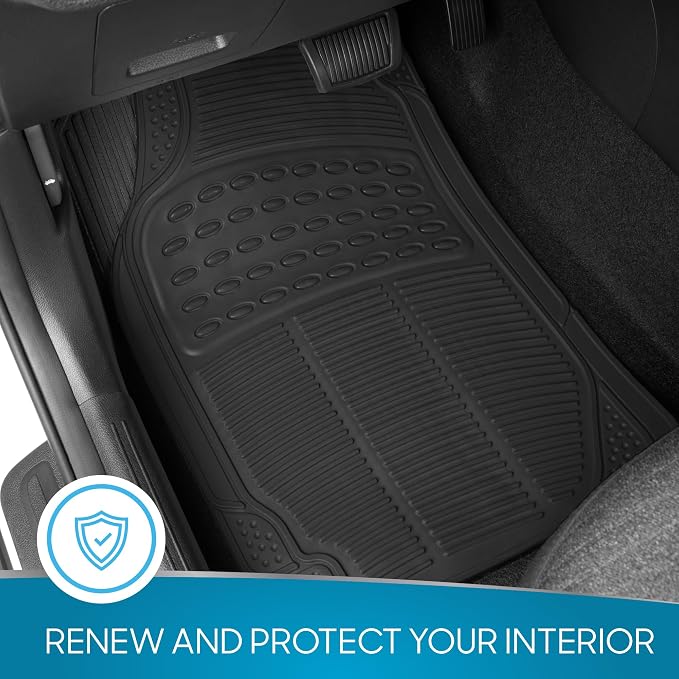 BDK Floor Mats, 4-Piece All-Weather Car Mat with Universal Fit Design, Durable Rubber Car Floor Mats with Capture Ridges, Waterproof for Cars Trucks SUV (Black) - Image 3