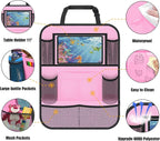 Backseat Car Organizer w/ 10 Storage Pockets, 11" Tablet Holder, 2 PCS Pink | Car Organizers and Storage Kick Mats Back Seat Protector w/ Touch Screen Tablet Holder for Kids Toddlers, Travel Accessories - Image 2