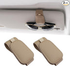Yuoyar 2 Packs Magnetic Sunglass Holder for Car Visor (Beige) | Magnetic Interior Car Accessories by YUOYAR