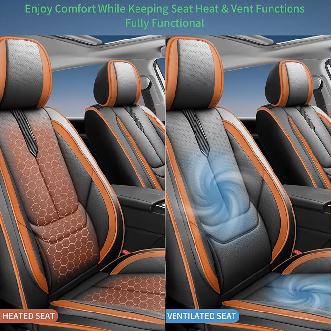 Fit Kicks Car Seat Covers for Nissan Kicks 2018-2024 2025 2026 -Upgraded Premium Waterproof & Breathable Leather,Airbag Compatible,All-Weather Seat Cushion Protector,2 Front/Black-Brown - Image 7