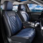 Coverado Seat Covers, Car Seat Cover Front Seats, Luxury Faux Leather Seat Cover, Black and Blue Seat Cover, Car Seats Protectors Waterproof, Automotive Seat Covers Universal Fit for Most Cars by COVERADOAUTO