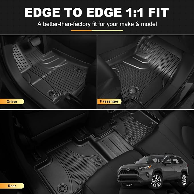 AOMSAZTO Floor Mats for Toyota RAV4 2019-2025 (Not for Hybrid or 2026) | Custom Fit All-weather Protection Easy to Clean Waterproof Odorless Heavy Duty Black - Image 3