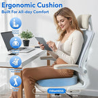 CushZone XL Memory Foam Seat Cushion for Office & Car, Light Blue | U-shaped Coccyx Cutout, Contoured Design, Breathable Removable Mesh Cover, Non-Slip Base, Carry Handle - Image 6