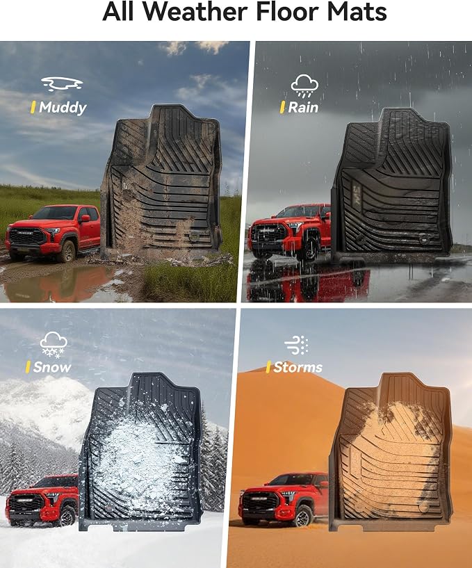 3W Floor Mats Fit 2022-2026 Toyota Tundra CrewMax Cab, TPE All-Weather | Custom Fit Floor Liner, Easy to Clean, SR/SR5/TRD PRO/Limited/Platinum/Castone - Image 5