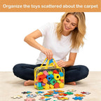 20 Packs Extra Large Toy Storage Bags with Zipper, Clear Toy Organizer Bag | with Labels for Blocks, Reusable 11.8″×8.6″×3.9″ PVC Travel Waterproof Organizer Bags for Puzzles, 5 Colors - Image 6