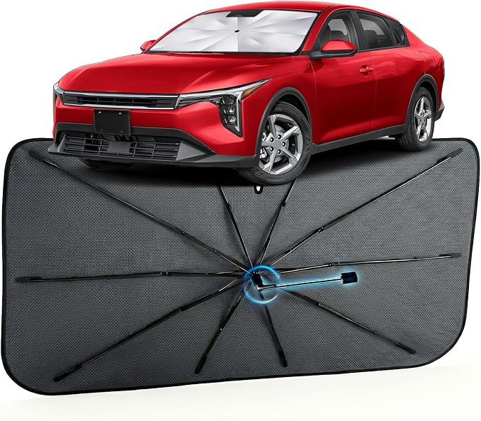 Car Windshield Sun Shade Umbrella for Kia K4 2024-2026, 1:1 Fit Sunshade | [Reflective Coated Fabric] Car Shades Sun Visor Keep Car Cool and Protects Interior, Sunshade Umbrella for Front Window by MakeLifeBetter