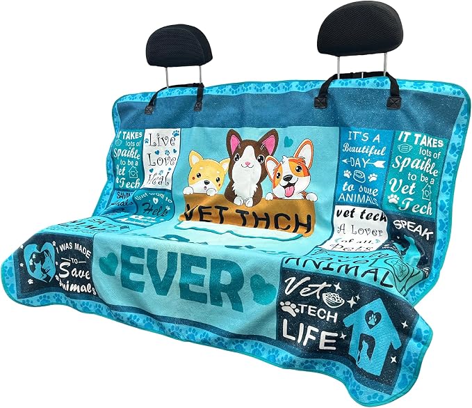 Waterproof Back Seat Cover for Dogs and Kids, Car Seat Protector Under Baby Car Seat, Child and Dog Car Seat Cover Blanket for Rear Bench(Vet Tech Gift, Rear Bench Seat Towel) by Hirritale