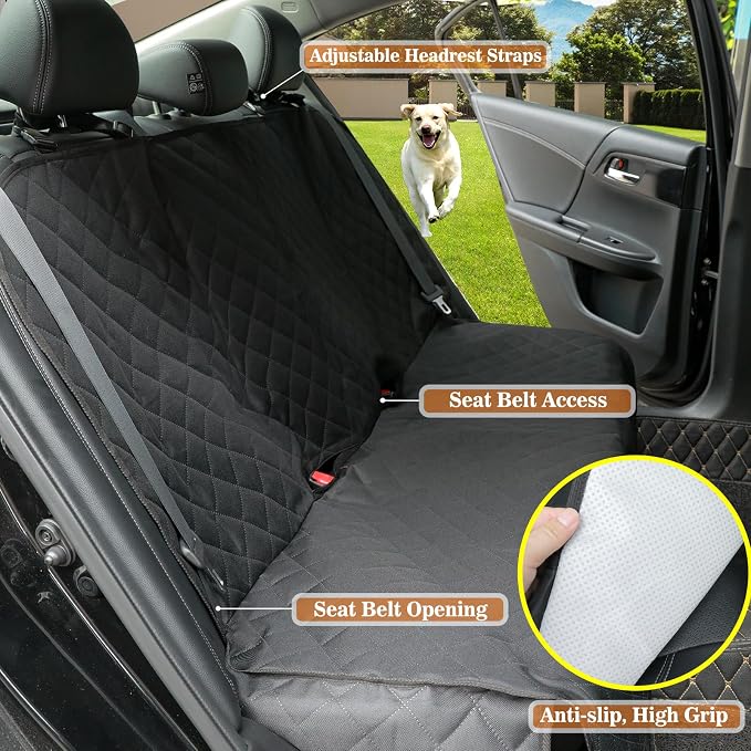 Meolsaek Dog Car Seat Cover Back Seat,Waterproof Nonslip Seat Protector | 600D oxford fabric,55"x45" size fits most cars,trucks,SUVs,Anti-slip,Waterproof,Easy to clean dog seat cover for back seat - Image 2