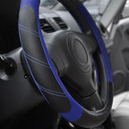 Elantrip Steering Wheel Cover Leather 15 1/2-16 inch Universal Padded Soft Grip Breathable for Car Truck SUV Jeep Anti Slip Blue and Black - Image 4