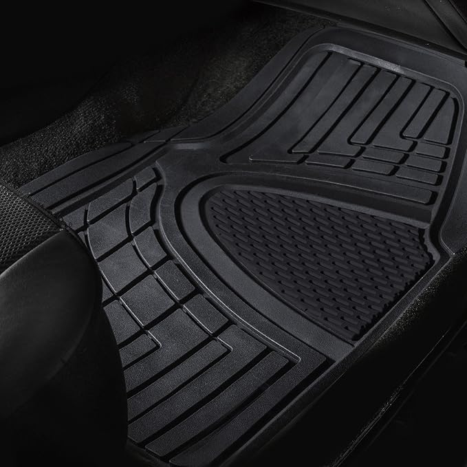 FH Group Premium Liners Tall Channel Trimmable All Weather Rubber Full Set Car Floor Mats (Black) w. Trimmable All-Season Cargo Liner (Black) - Universal Fit for Cars Trucks and SUVs - Image 2
