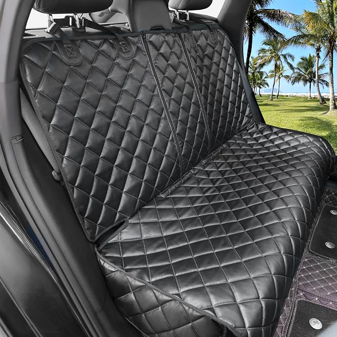 Dog Car Seat Cover for Back Seat,Leather Back Seat Cover,Stnd | Black,PU,Waterproof,Nonslip,Anti-Scratch,Rear Dog Seat Covers Fit Middle Armrest for Most Vehicles,SUVs,Sedans by Unknown