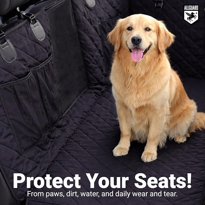 Dog Car Seat Cover for Back Seat, Waterproof, Scratchproof, Nonslip, Dog Hammock for Car, Safety Harness Included, Seat Covers for Pet Dogs, Standard Size (Black) - Image 2