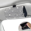 Accmor Bling Sunglasses Holder for Car Sun Visor, Sparkling Eyeglasses Car Visor Clip Storage Glasses Organizer Case, PU Leather Auto Sunglass Holder Protective Box for Truck, SUV, RV (White) by Accmor