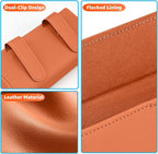 Magnetic Sunglasses Holder for Car Visor, PU Leather Clip, Orange | Soft Inner Lining, One-Handed Access, Holds Eyeglasses, Parking Tickets and Receipts, For Cars, SUVs and Trucks, 1 Pack - Image 3