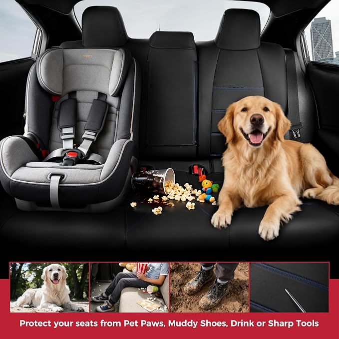 FREESOO Custom Leather Seat Covers for Toyota Corolla LE 2023-2026 | Sedan, Full Set, Waterproof, Airbag Compatible, Scratch-resistant, Anti-slip, Protector Cushion, Durable Material, Easy-clean - Image 5