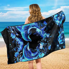 Blue Dolphin Car Seat Cover Towel with Storage Bag Neon Dolphin Car Interior Accessories for Women Men Sweat Auto Interior Seat Protector Running Yoga Hiking After Gym Sweat Towels Universal - Image 5