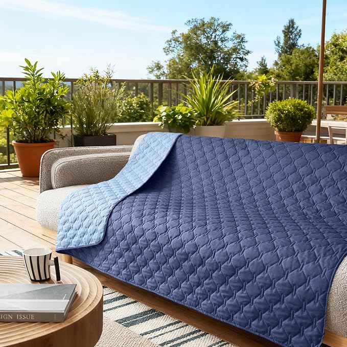 gogobunny 100% Double Sided Waterproof Dog Blanket Soft Pet Bed Cover Reversible Protect Furniture Couch Sofa Car for Puppy Large Dog Cat (Dark Navy/Light Navy, 82x102 Inch (Pack of 1)) - Image 4