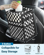 Capolo Car Trash Can with Lid, Leakproof Car Garbage Can Car Trash Bag | Waterproof, Trash Can for Car, 3 Mesh Pockets, Mini Hanging Vehicle Car Trash Bin, for Back/Front Seat (Black Square,3 Gal) - Image 2