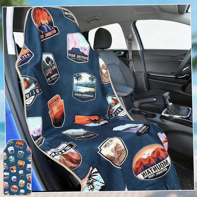 Lonfliness 1PCS Car Seat Cover Towel Non Slip Front Seat Car Seat Towel Athletic Running Towel Washable Seat Cover for Gym Workout Sweat Outdoor Sport Beach Hiking Yoga (National Park) - Image 4