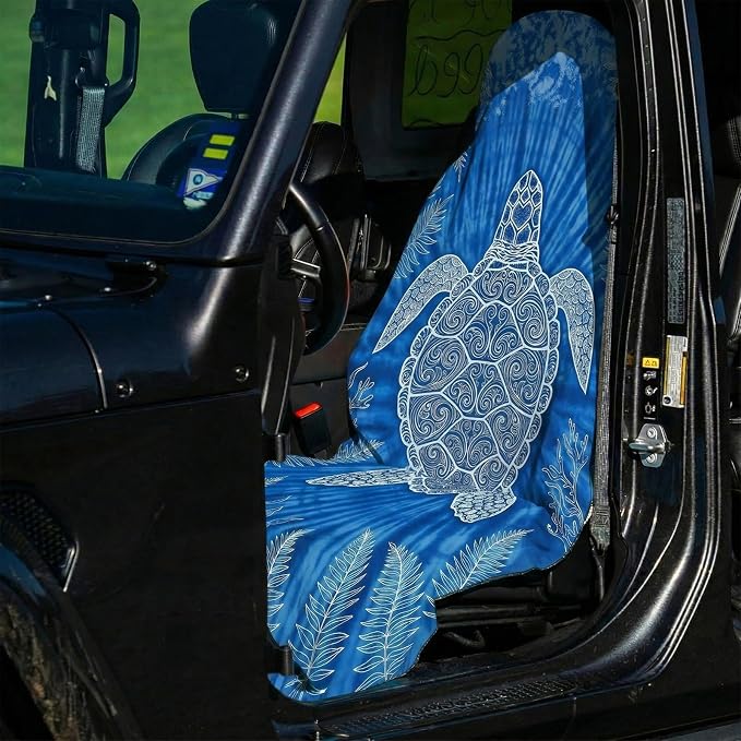 2 Pack Car Seat Towel Covers, Sweat-Proof Microfiber Seat Protectors for Gym, Running, Beach & Workout, Breathable Quick-Dry, Machine Washable, Blue Sea Turtle Print, Universal Fit - Image 4