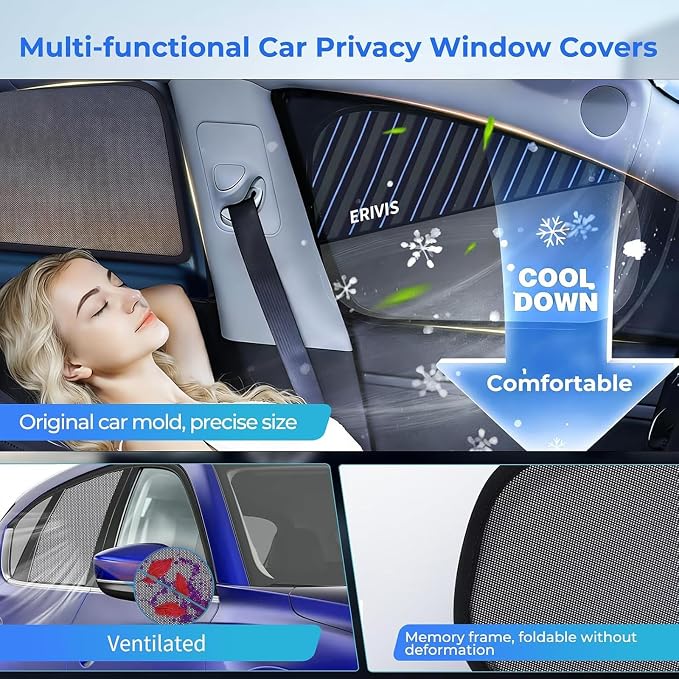 2PCS Rear Side Window Mesh Shades for 2017-2025 Mazda CX-5 | for 2017-2025 Mazda CX-5 Accessories, Sun & Heat Block Privacy Window Covers, UV Protection for Kids, Pets & Outdoor Travel - Image 4