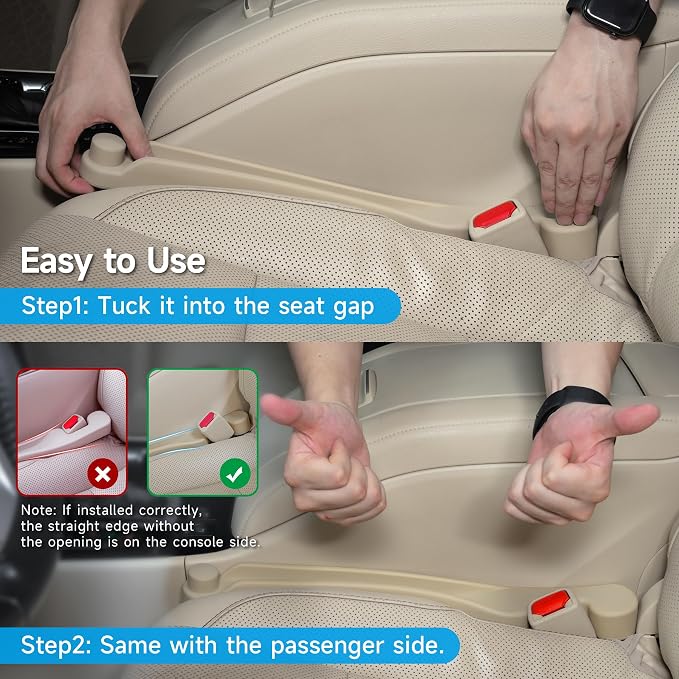 Givifive Car Seat Gap Filler Organizer 2Pack Soft Foam 3IN1 Multifunctional | Seat Side Gap Filler Strip with Slot & Hook Universal Fit Car SUV Truck Fill The Gap Between Seat & Console (Standard Beige) - Image 9