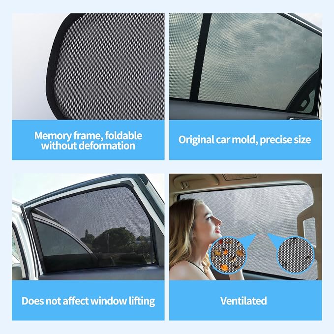 2 PCS Car Rear Side Window Shades for 2019-2025 Toyota RAV4 | Sun Shades with Breathable Mesh Accessories, UV & Heat Blocking Privacy Covers for Baby, Travel, Camping - Image 4