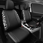 CAR PASS Cow Diamond Leather Bling Car Seat Covers Universal, Faux Shining Rhinestones Two Front only, Fit 95% Automotive Glitter Crystal Sparkle Strips for Cute Women Girl, 2PCS Cow Silver Diamond - Image 2