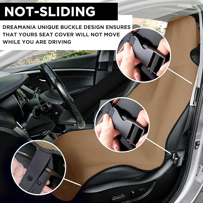Neoprene Waterproof Car Seat Cover, Khaki 1pc, Non-Slip | Car Seat Protector, Sweat-proof, Universal Fit SUV & Truck, Machine Washable, For Gym, Yoga, Pets, Workout, Beach, Swimming - Image 3