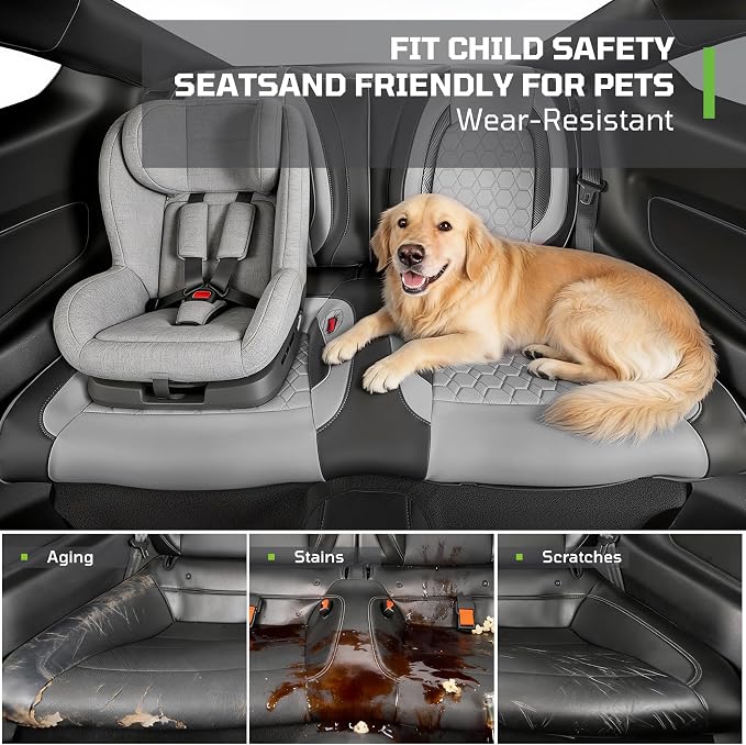 Custom Leather Car Seat Covers for Ford Mustang 2015-2023 Coupe,Gray/Black | Full Coverage Waterproof Car Seat Protector,Front & Rear Full Set,Split Backrest Compatible,Wear-Resistant,Airbag Compatible - Image 6