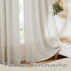 RYB HOME Linen Sheer Curtains Rich Linen Woven Soft Absorbent Drapes UV Rays Protection Light Filtering for Party Backdrop, Farmhouse, Doorway, Lobby, Hotel, W 52 x L 108 inch, 2 Pack, Angora - Image 5