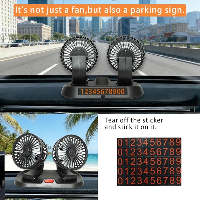 Dual Head Car Cooling Fan-360°Rotation,2 Speeds, Dashboard Fans for SUV/RV/Truck/Sedan/Office,USB Powered (2-Head 5V) - Image 6
