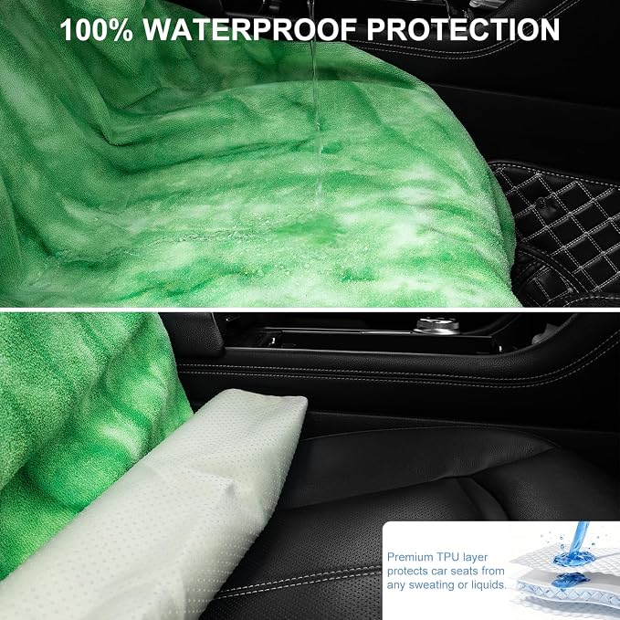 Waterproof Sweating Car Seat Cover for Post Gym Workout, Running, Swimming, Beach and Hiking, Universal Fit Non-Slip Bucket Seat Protector for Cars SUV Trucks, Machine Washable (Tie-Dye Green) - Image 2